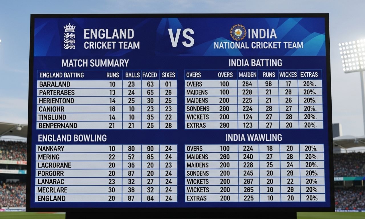 Check the England cricket team vs India national cricket team