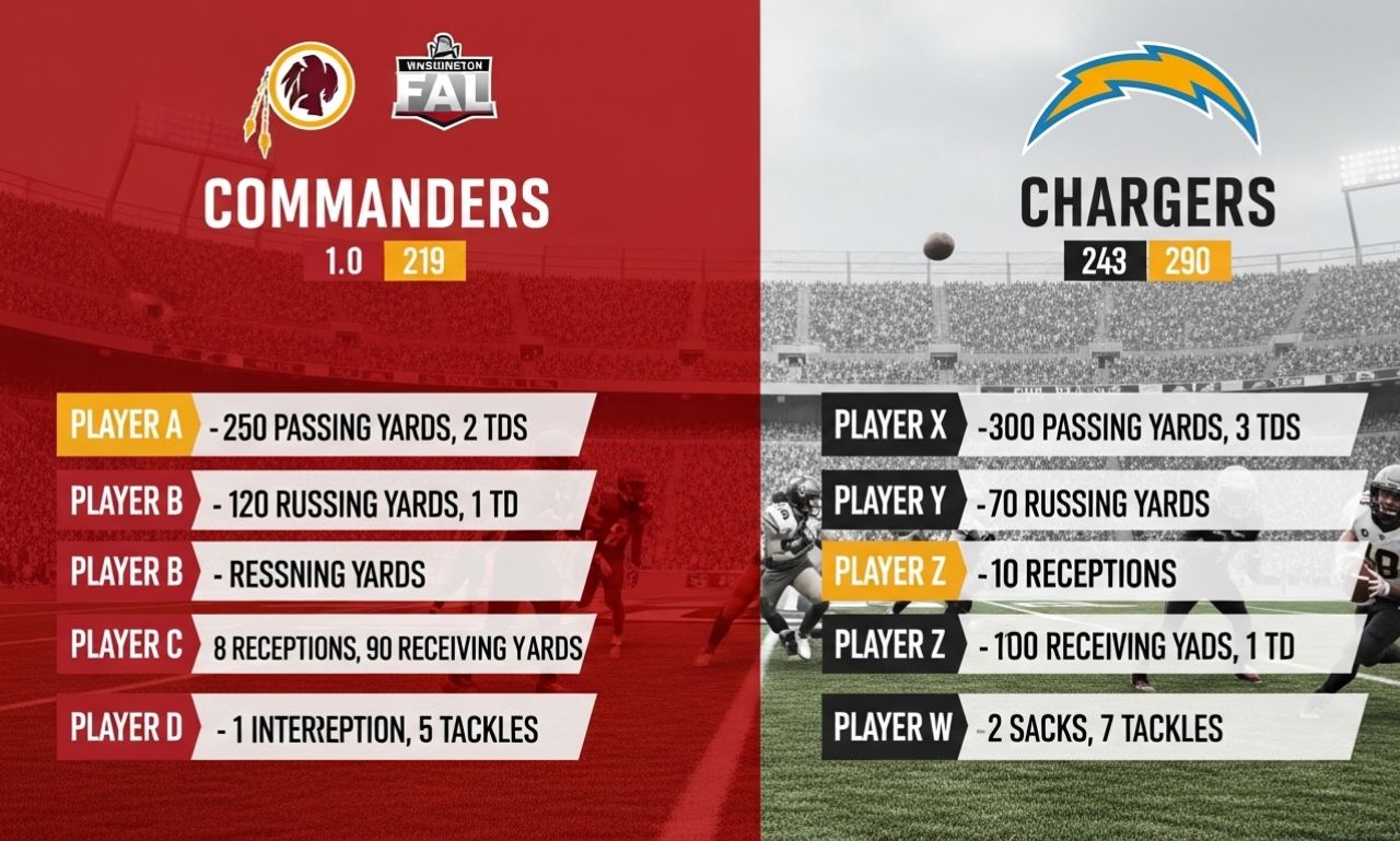 Washington Commanders vs Chargers Match Player Stats