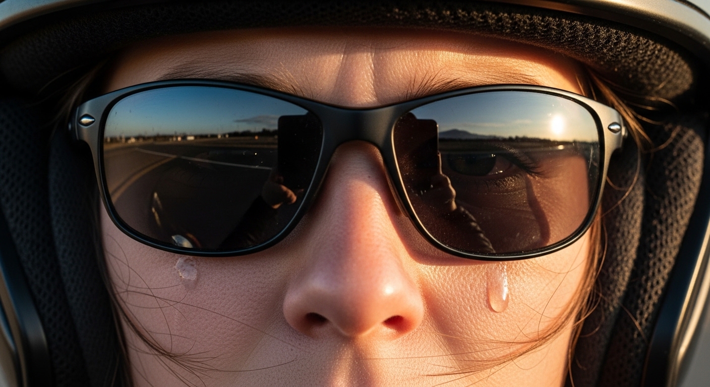 Motorcycle Sunglasses and Eye Watering from High-Speed Wind